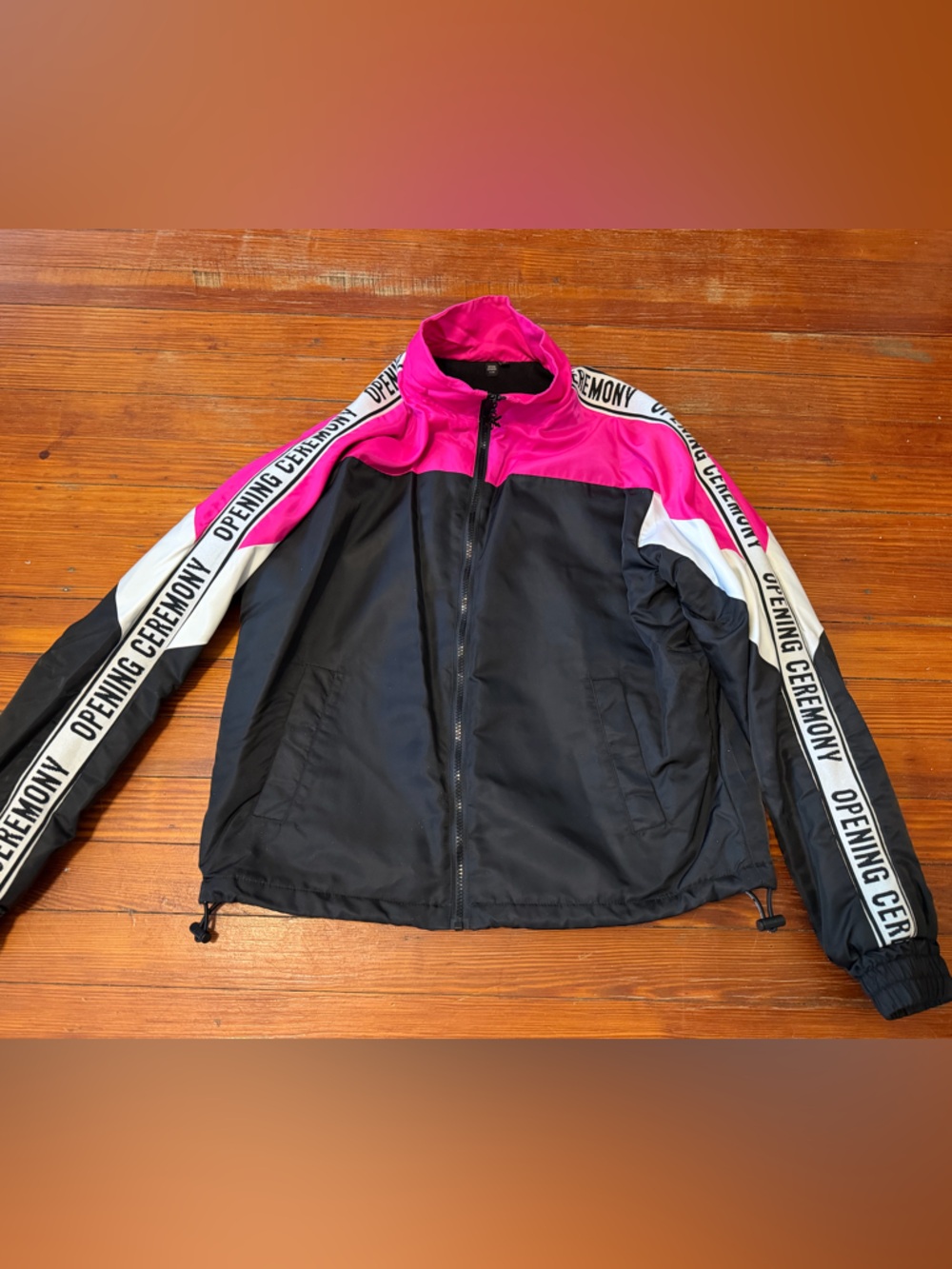 Opening Ceremony Black & Hot Pink Colorblock Track Jacket Size Small